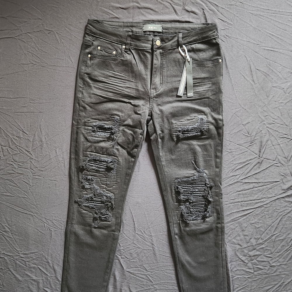 AMIRI Black Distressed Skinny Jeans